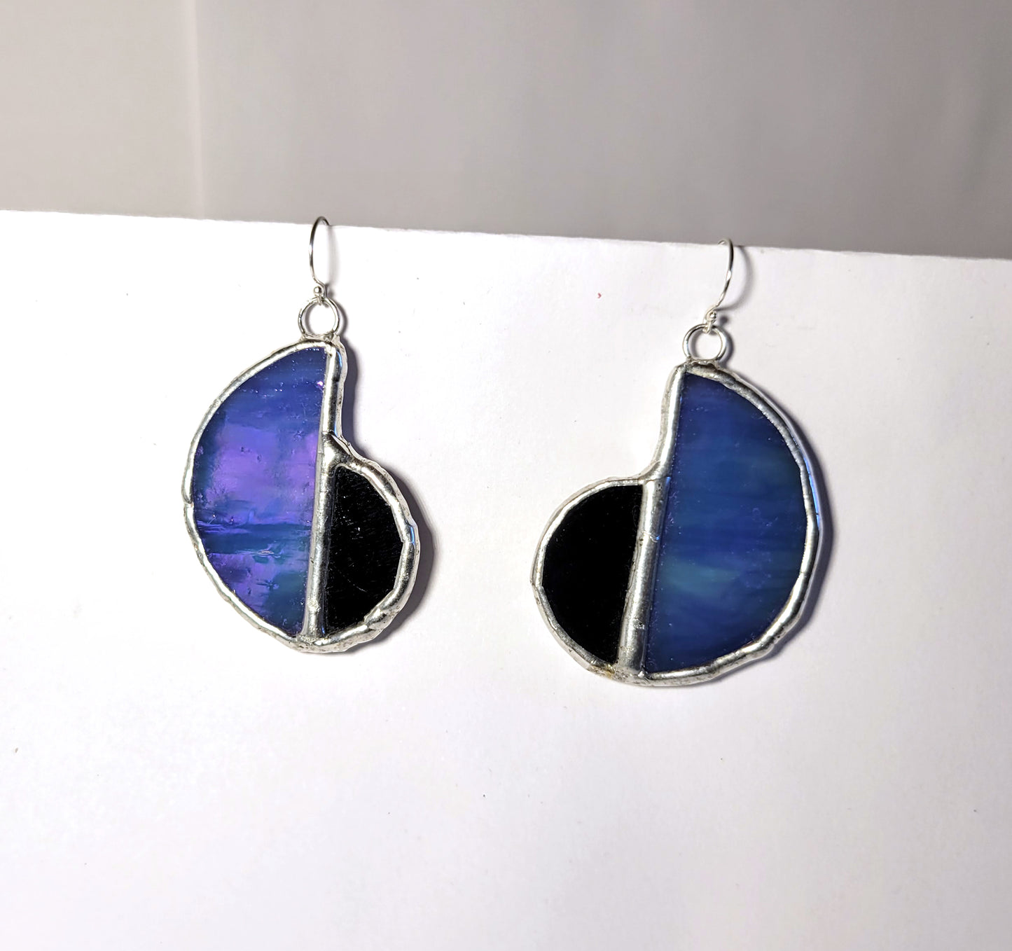 Snail Earrings in Iridescent Blue and Black