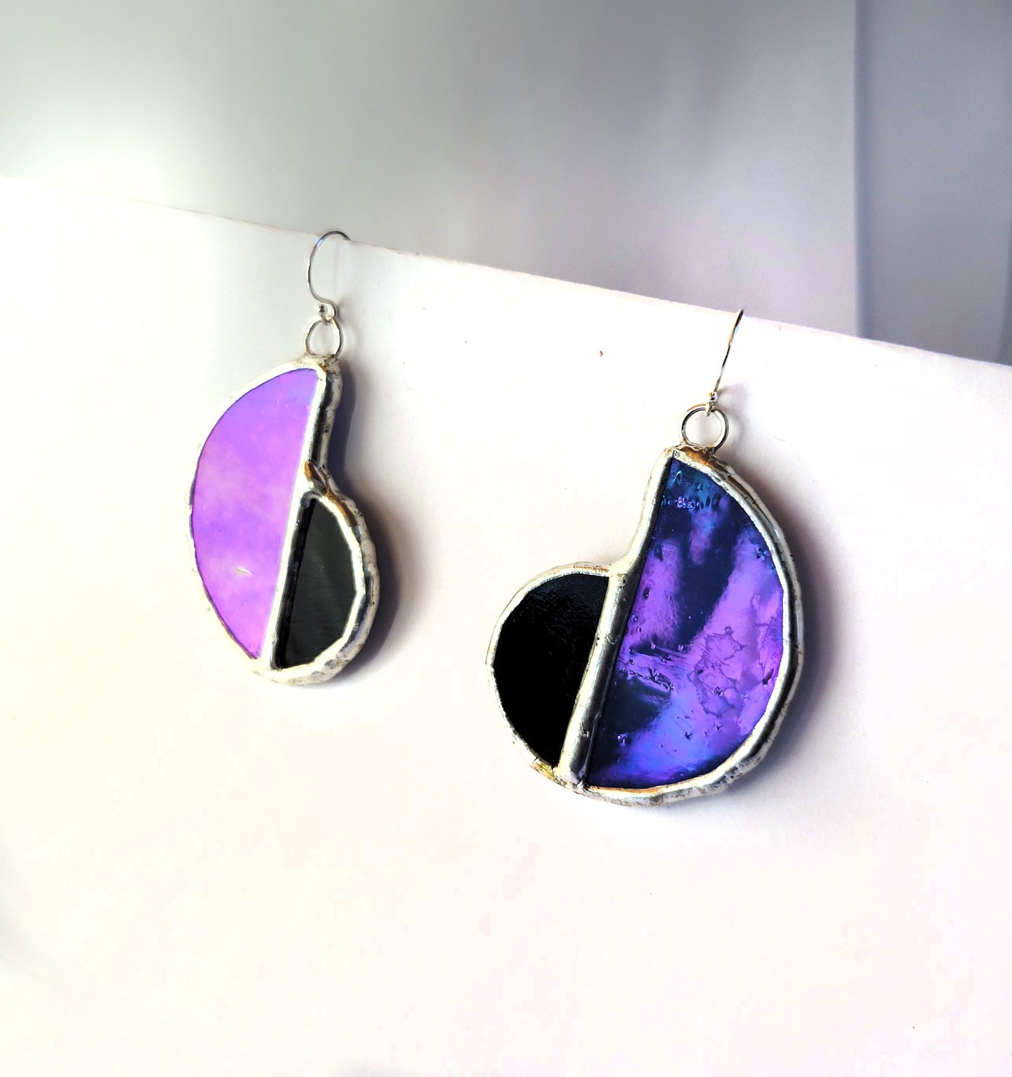 Snail Earrings in Iridescent Blue and Black