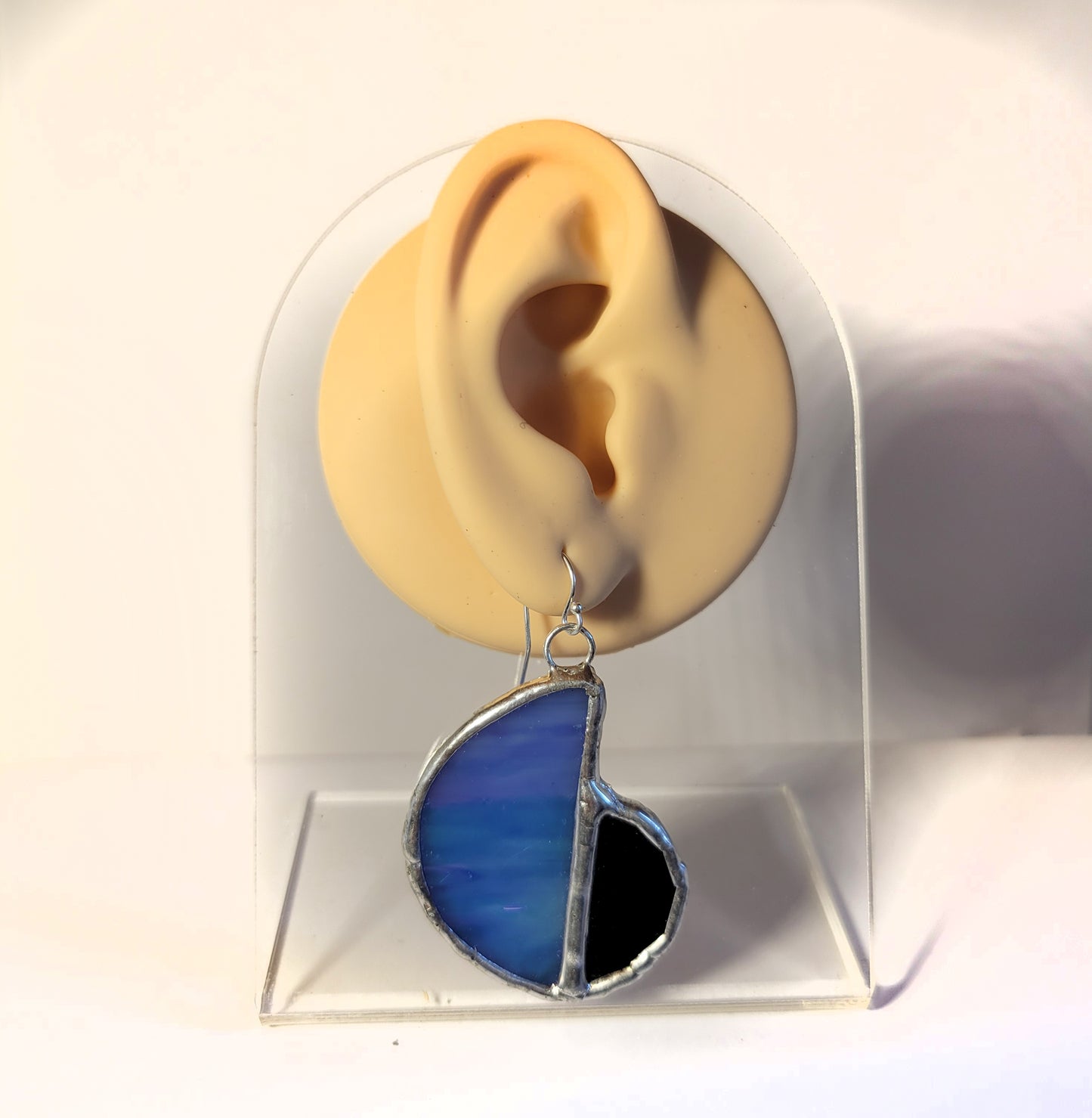 Snail Earrings in Iridescent Blue and Black