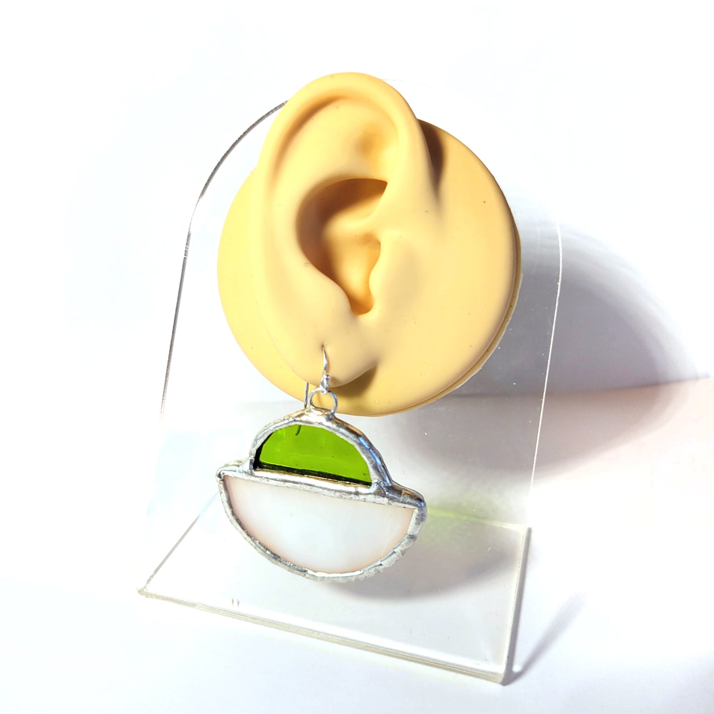 Ship Earrings in Green & White