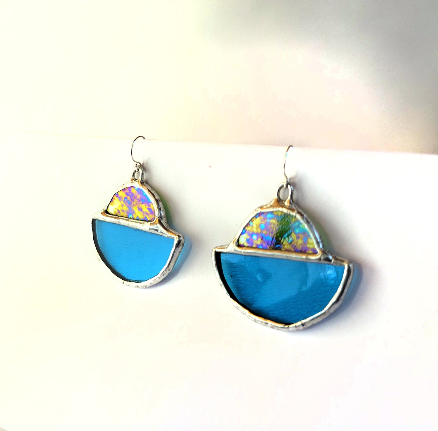 Ship Earrings in Turquoise and Iridescent Green