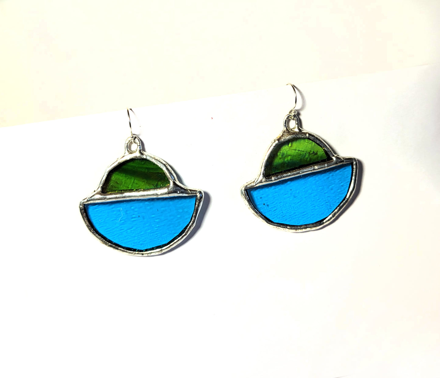 Ship Earrings in Turquoise and Iridescent Green