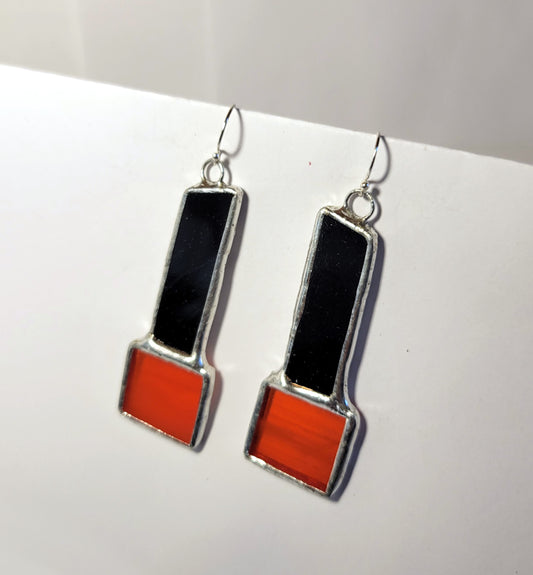 Exclamation Earrings in Black and Orange