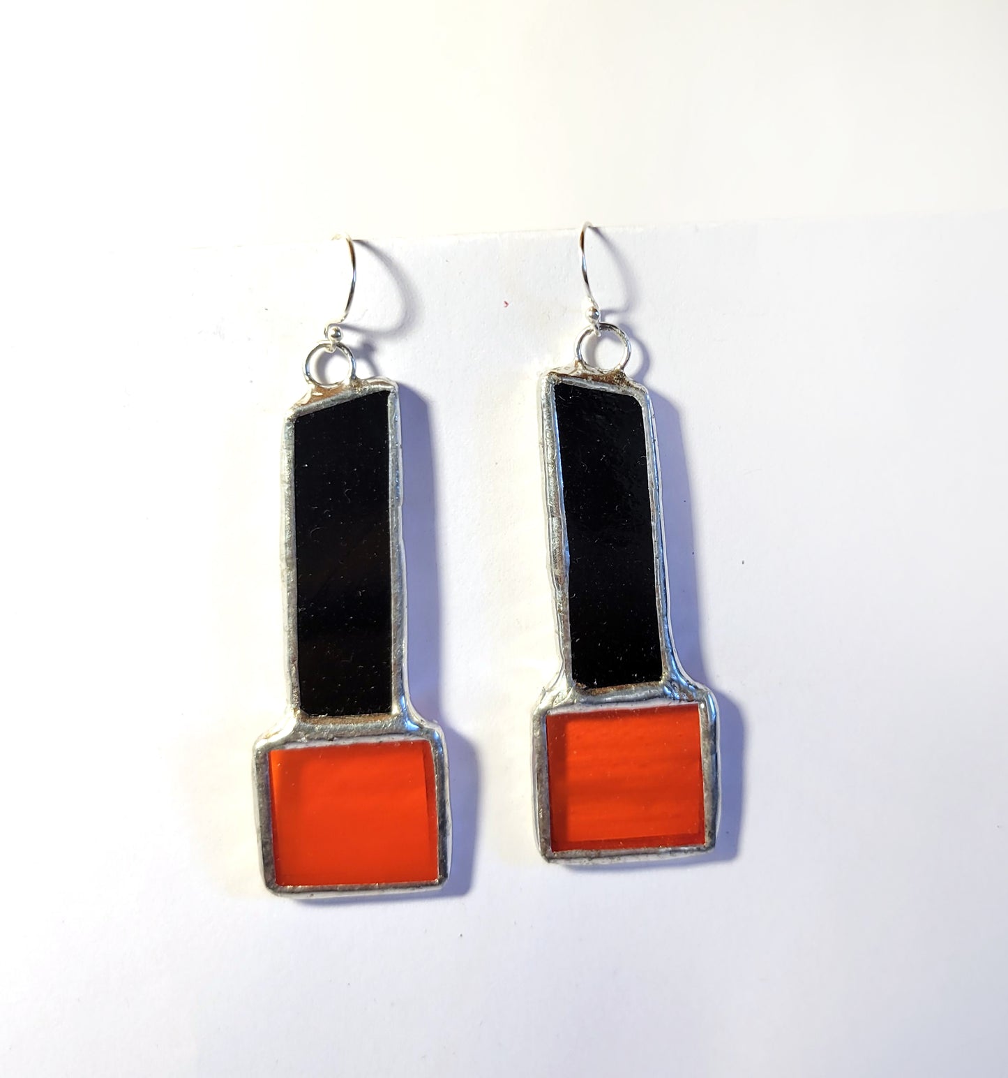 Exclamation Earrings in Black and Orange